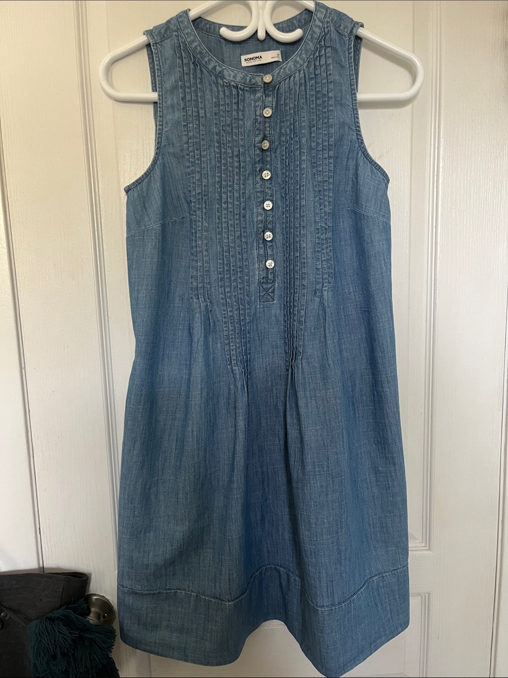 Sonoma Sleeveless Denim Midi Dress in Light Blue